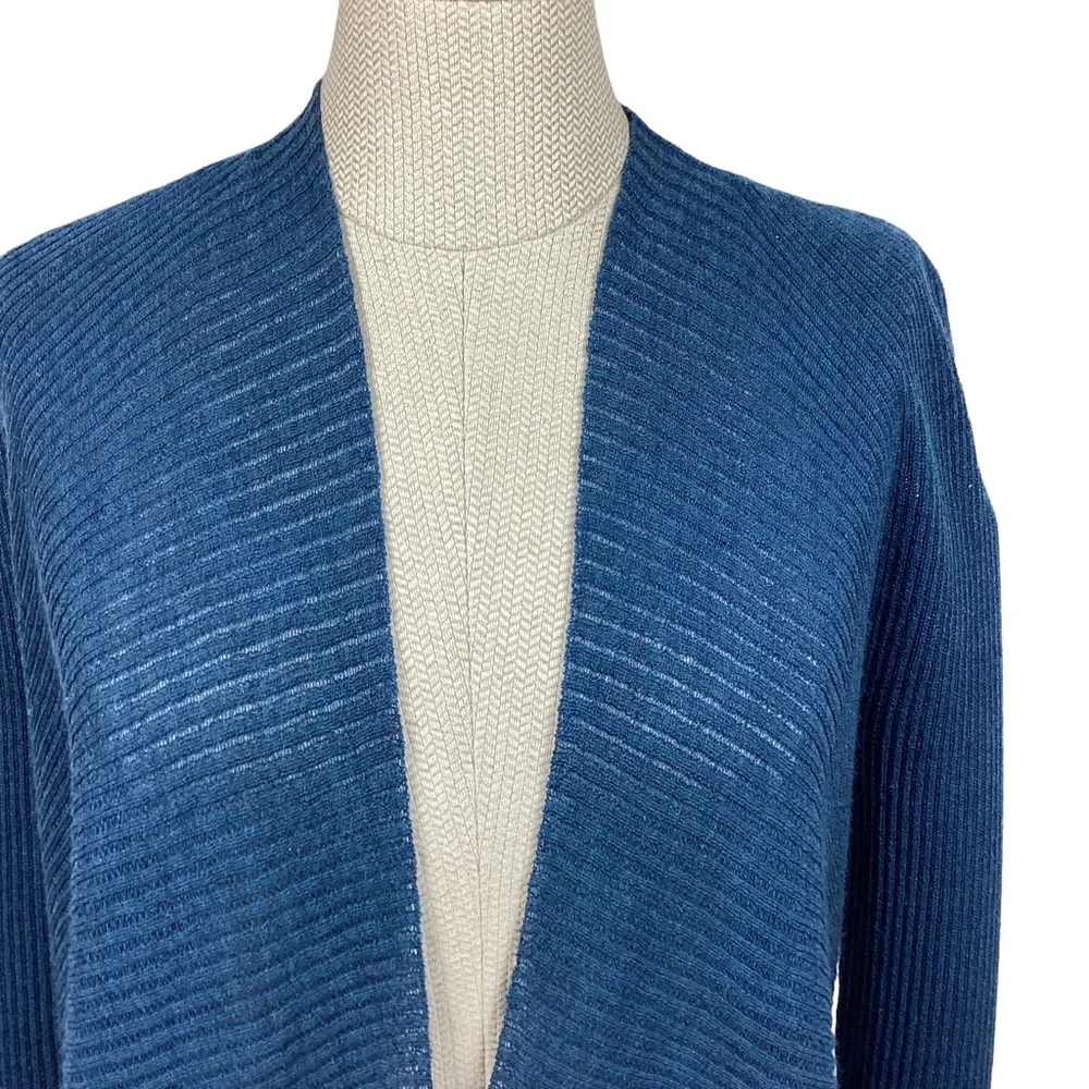 Eileen Fisher Wool Open Cardigan Blue - Picture 4 of 10